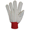 Anchor Brand Cotton Canvas Double-Palm Gloves with Nap-in Finish, Red Knit-Wrist Cuff, Natural White, Large - Pack of 12
