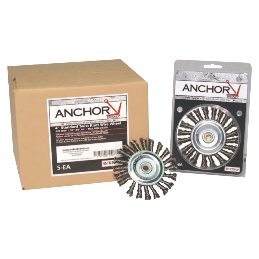 Anchor Brand 102-R4K58S Knot Wheel Brushes 4 Inch Face 0.02 in Stainless Steel Wire Pack of 1
