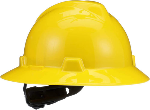 MSA V-Gard 454-475366 Full-Brim Hard Yellow Hat with Suspension Polyethylene Shell Superior Impact Protection Pack of 1