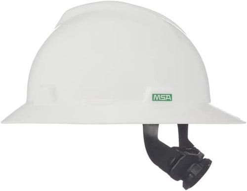 MSA V-Gard 454-475369 Full-Brim Hard White Hat with Suspension Polyethylene Shell Superior Impact Protection Pack of 1