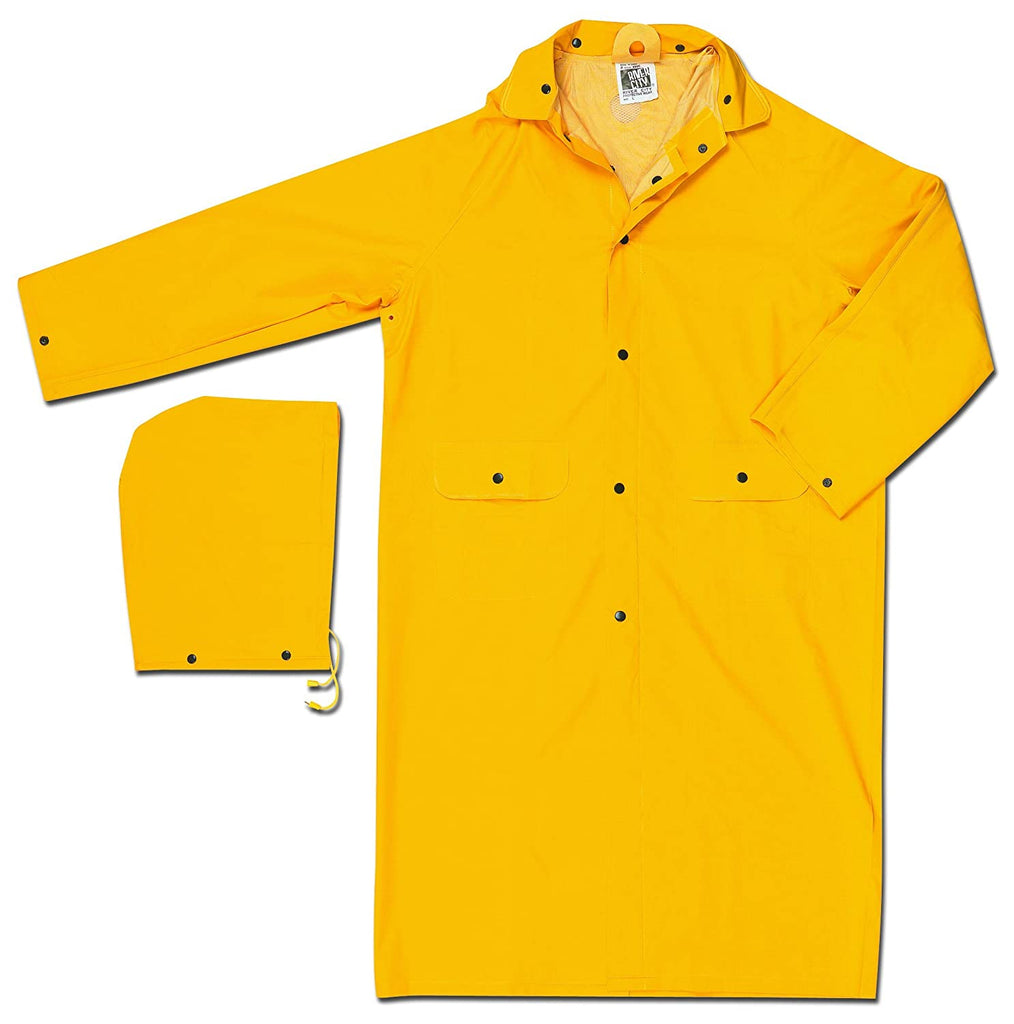 MCR Safety 49-Inch 611-200CX2 Classic PVC/Polyester Coat with Detachable Hood, Yellow, 2X-Large Pack of 1