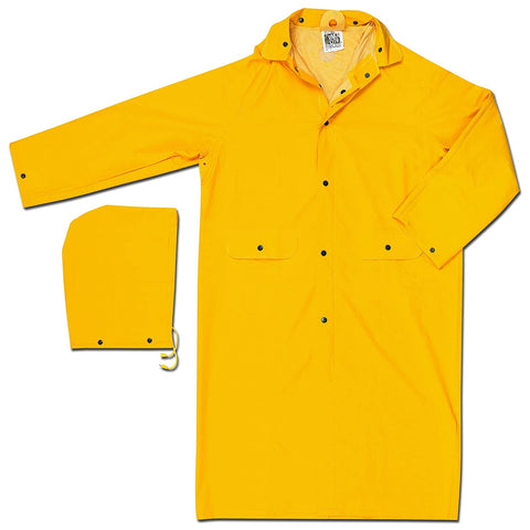MCR Safety 49-Inch 611-200CX2 Classic PVC/Polyester Coat with Detachable Hood, Yellow, 2X-Large Pack of 1