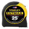 Stanley FatMax Classic Tape Measure, 1-1/4 Inch Wide x 25 Feet Long, SAE, Black/Yellow Case - Durable and Accurate Measuring Tool for Professionals