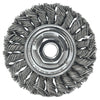 Weiler 804-13106 Standard Twist Knot Wire Wheel, 4 in dia x 1/2 in W Face, 0.014 in Steel Wire, 20000 RPM Pack of 1
