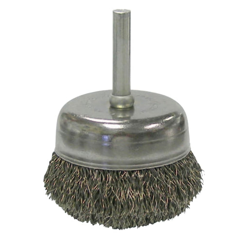 Weiler Stem-Mounted Crimped Wire Cup Brush 2 inch dia 0.0118 in Steel Wire Pack of 1