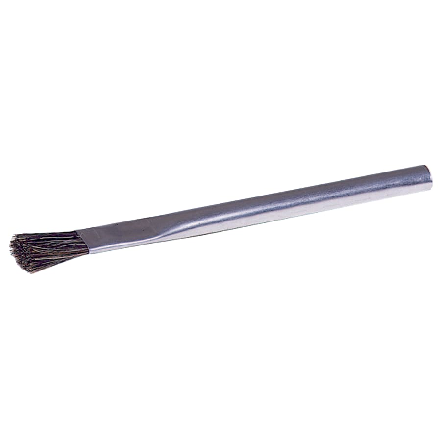 Weiler FAcid/Flux Brush, 3/8" Wide, 3/4" Trim, Black Horsehair, Tin Ferrule Handle – Ideal for Soldering, Plumbing, and Metalwork