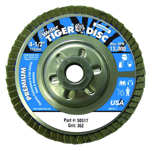 Weiler 804-50517 Vortec Pro Type 29 Flap Disc 36 Grit Zirconia Alumina Pack of 1
