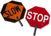 Cortina ABS Plastic Pole Mounted Paddle Sign, STOP/SLOW 18 Sign with 9 Poly grip Handle Red on Orange Pack of 1