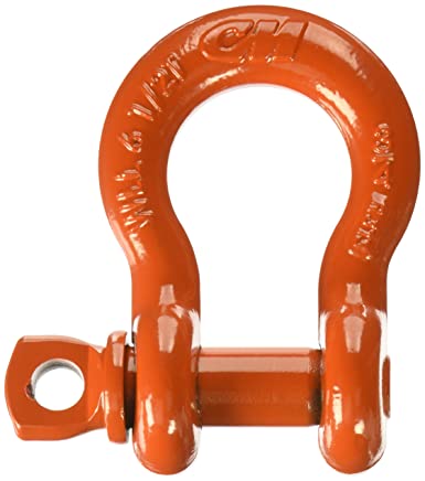 CM M652P Super Strong Anchor Shackle with Orange Powder Coated Screw Pin, 6-1/2 Ton Work Load Limit, 3/4