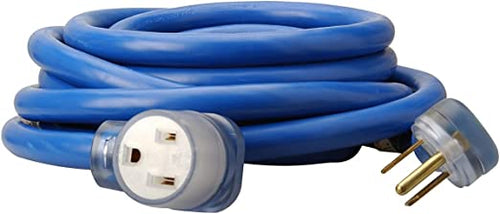 Coleman Cable 19228806 8/3 Heavy-Duty STW 50-Amp/250-Volt Nema 6-50 Blue Welder Extension Cord, 50-Feet – Pack of 1