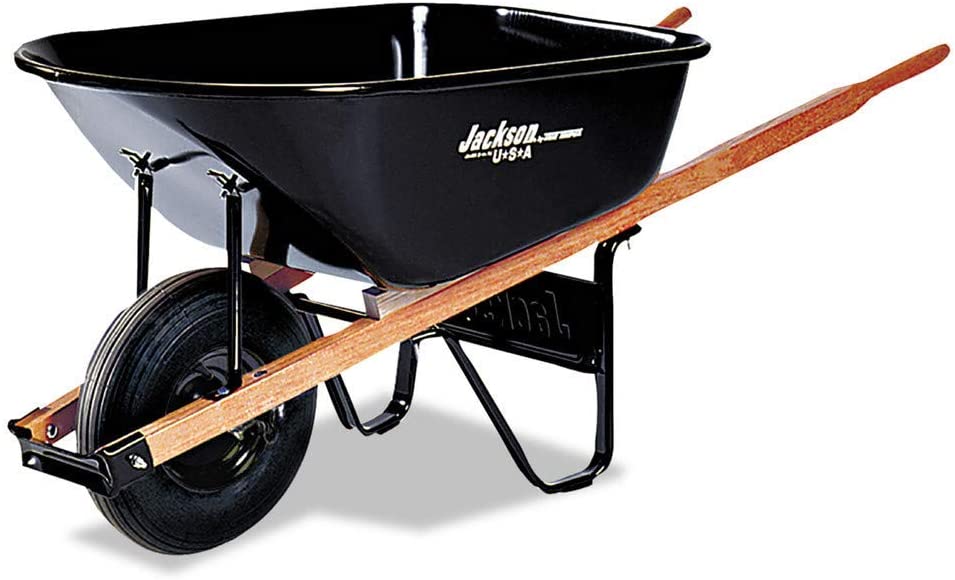 Jackson 6 cu. ft. Heavy-Duty Steel Wheelbarrow Harbor Freight with Patented Stabilizers