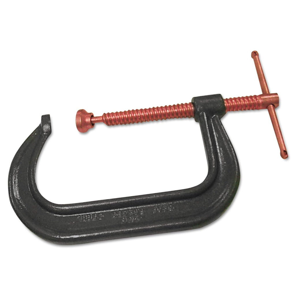 ANCHOR BRAND, 102-410C, ANCHOR 410C 10" DROP FORGED C-CLAMP Set Performance Tool Cast Iron Frame Sliding T-Handle More Stability Massive Clamps Red-Black