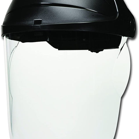 MCR Safety Skeleton Nylon Ratchet Headgear with Clear Face shield Black Matte Pack of 1