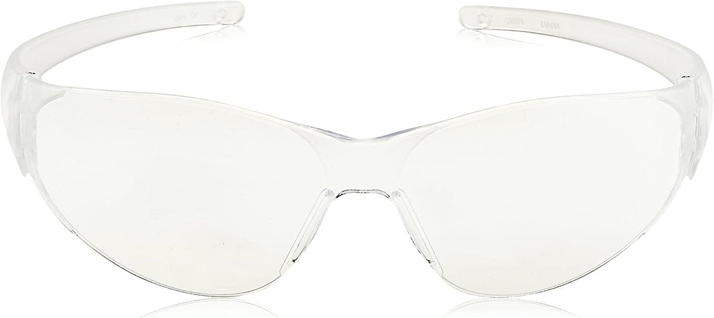 MCR Safety Checkmate Clear Coated Polycarbonate Eye Protection Glasses with Flexible Bayonet Temples
