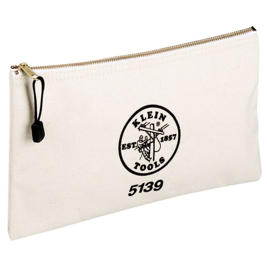Klein Tools 409-5139 Zipper Bag Canvas Tool Heavy Duty Brass Zipper Close Natural Pack of 1