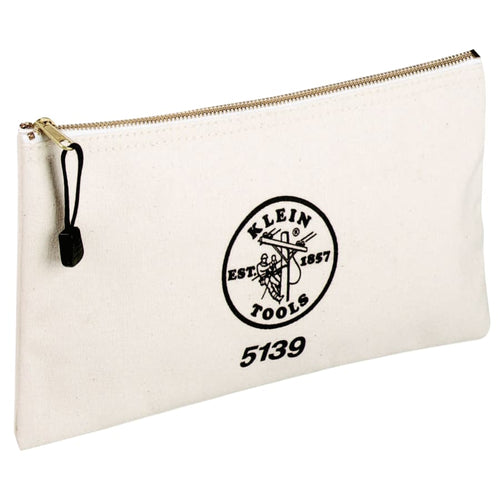Klein Tools 409-5139 Zipper Bag Canvas Tool Heavy Duty Brass Zipper Close Natural Pack of 1