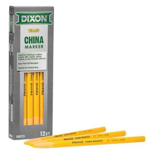DIXON Industrial 464-00073 Phano Peel-Off China Marker Pencils Yellow Pack of 12