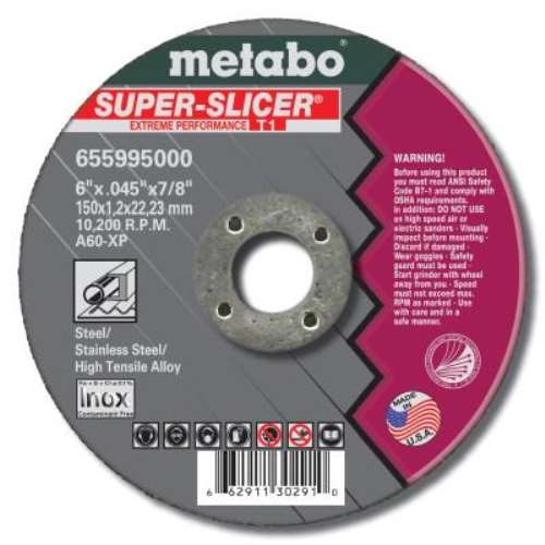 METABO Super Splicer Extreme Performance Cutting Wheel 6 inch 0.045 Dia Thick 7/8 Arbor- 469-55995