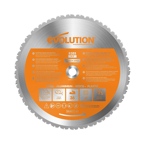 Evolution RAGE355BLADE- 14” Multi-Material Blade, Silver Pack of 1