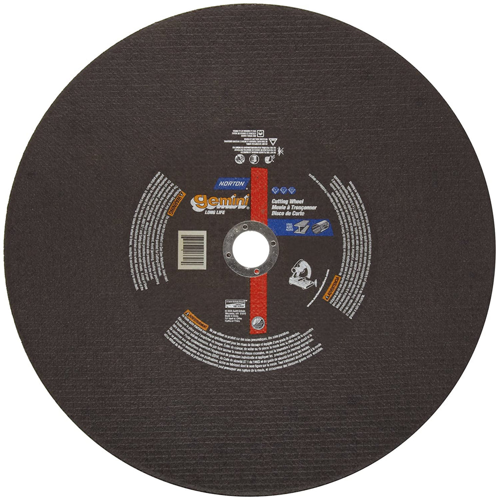 Norton Gemini Long Life Chop Saw Reinforced Abrasive Cut-Off Wheel Type 1 Flat Aluminum Oxide Pack of 1