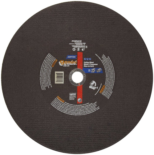 Norton Gemini Long Life Chop Saw Reinforced Abrasive Cut-Off Wheel Type 1 Flat Aluminum Oxide Pack of 1