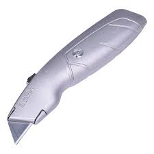 Irwin Standard Retractable Knife 8-3/4 Trapezoid Bi-Metal Blade Aluminum, Silver Pack of 1