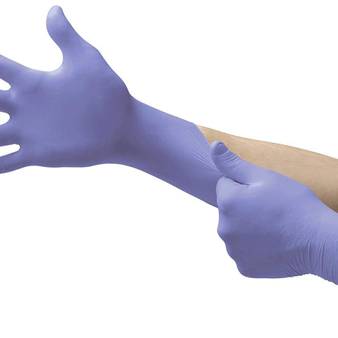 Microflex SU-690 Disposable Nitrile Gloves for Use Cleaning Mechanics Automotive Industrial Medical applications Violet Size Large Box of 100 Units