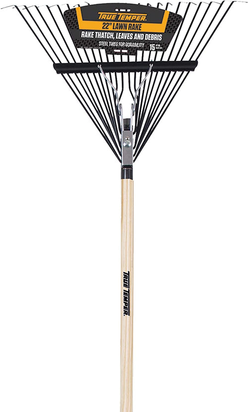 True Temper 760-2604512 Steel 22-Tine Leaf Rake with Hardwood Handle 22 Inch Pack of 1
