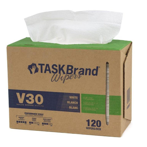 TaskBrand N-V030IDW Interfold Heavy Duty Wipers in Dispenser Boxes White (6 Packs of 120)