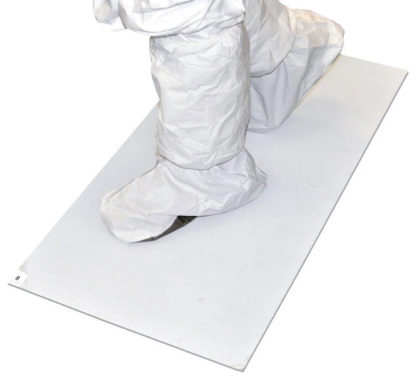 Tacky Mats TT-1836-45W 18" x 45" (White, Case of 4 Mats, 30 Sheets/Mat) Cleanroom Sticky Floor Mats Peel Off for Construction, Laboratory, Hospital, Medical Office, Gym, Pet